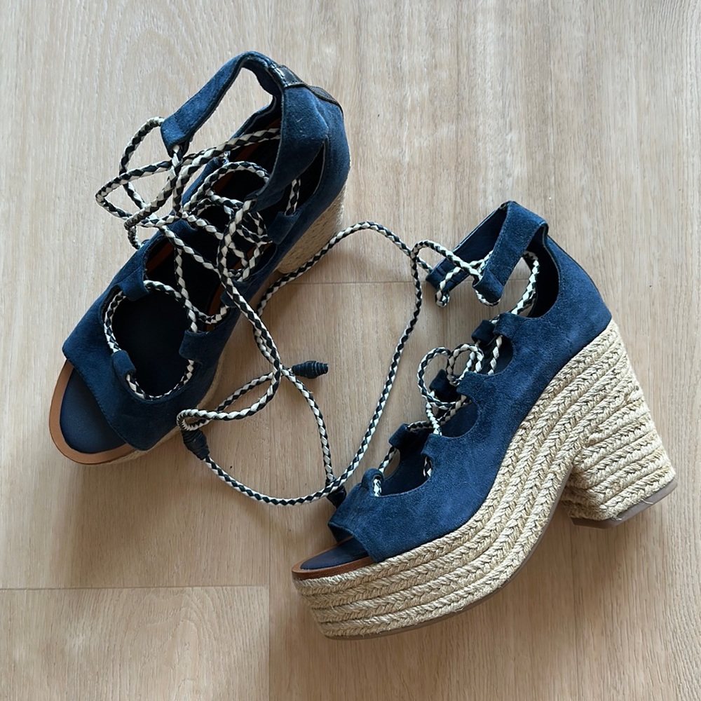 Tory Burch Positano Espadrille Lace Up Sandals